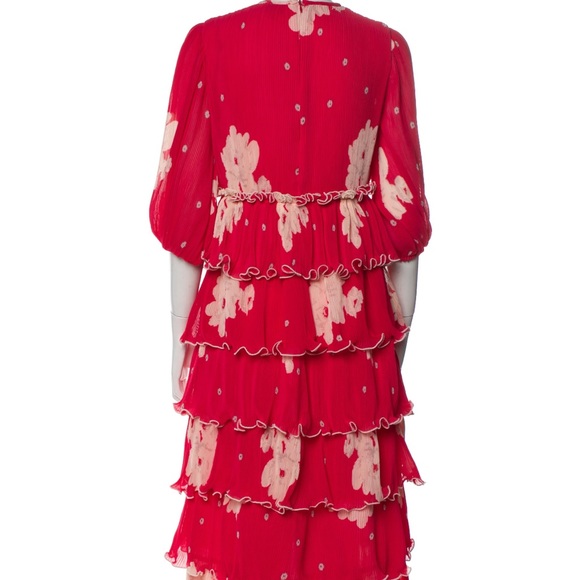 Ganni tiered floral-print plisse’ chiffon midi dress - Picture 6 of 11